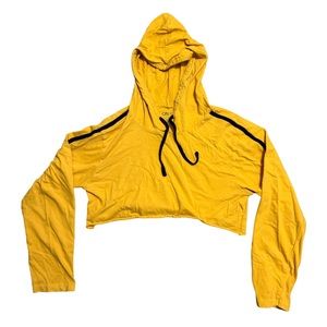 Cropped Hoodie shirt, On Fire yellow & black, Large.